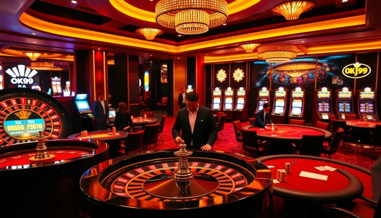 Experience the thrill of gambling at Ok99 with luxurious casino elements and professional dealers.