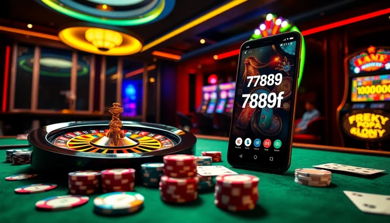 Experience the thrill of betting at 789f nhà cái with a vibrant casino scene featuring roulette and slots.