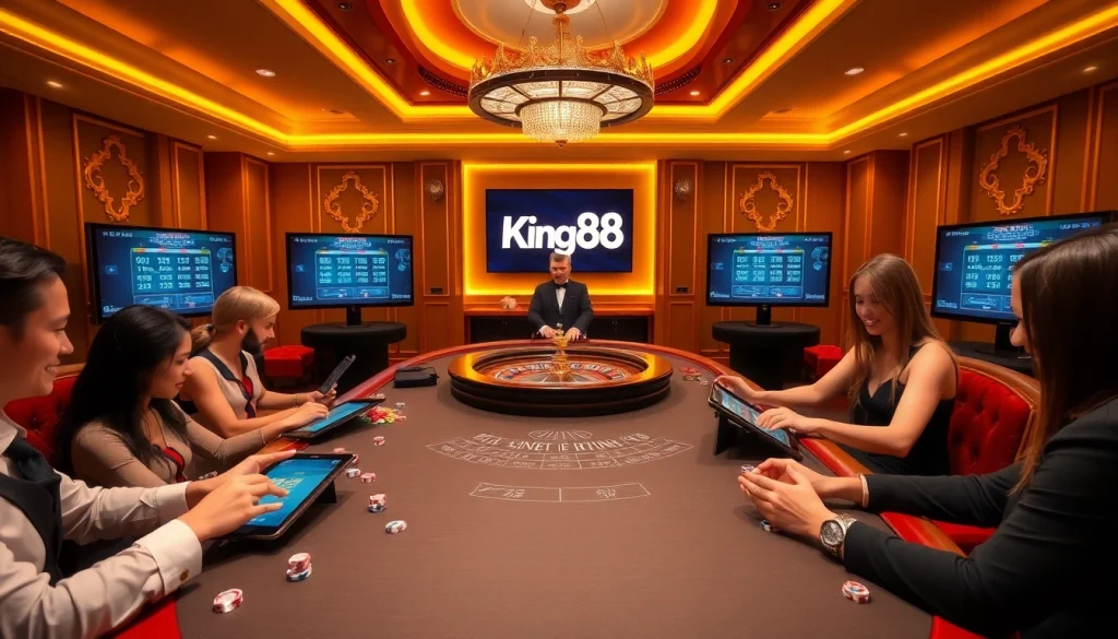 Winning at King88’s table games with vibrant chips and stunning roulette action.