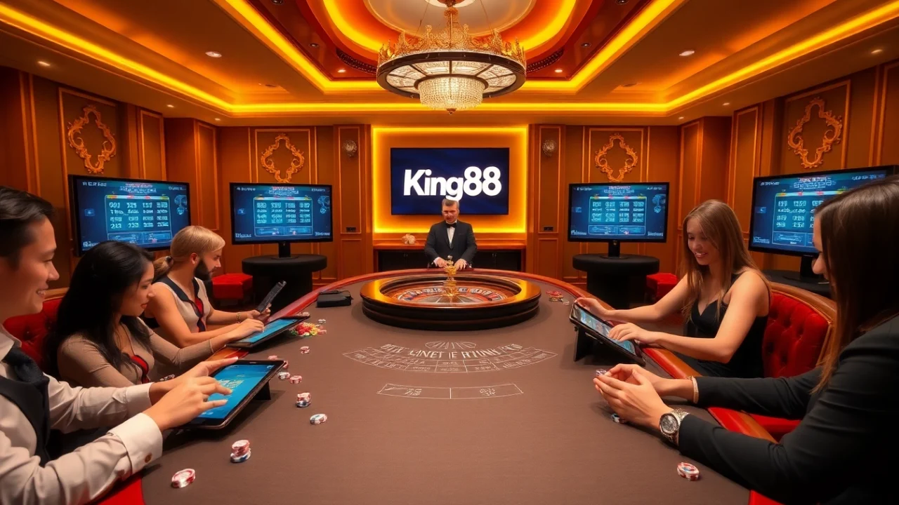 Winning at King88’s table games with vibrant chips and stunning roulette action.