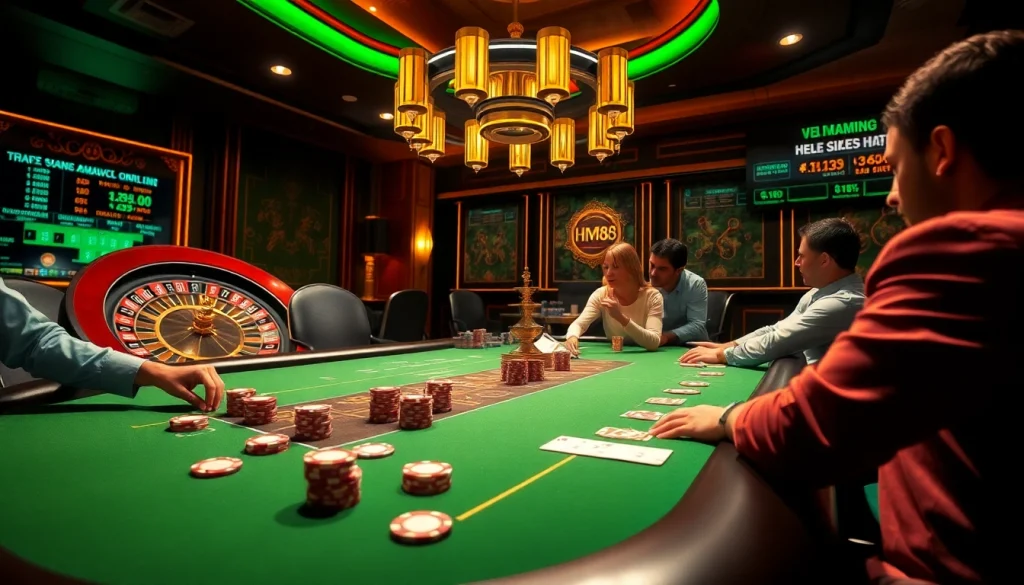 Engage in thrilling poker gameplay at HM88's luxurious casino table.