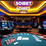 Experience the excitement at SOIBET casino with vibrant tables and diverse gambling action.