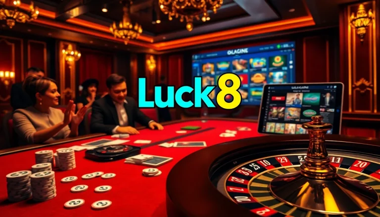 Players enjoying the casino experience at Luck8 with vibrant colors and professional dealers.