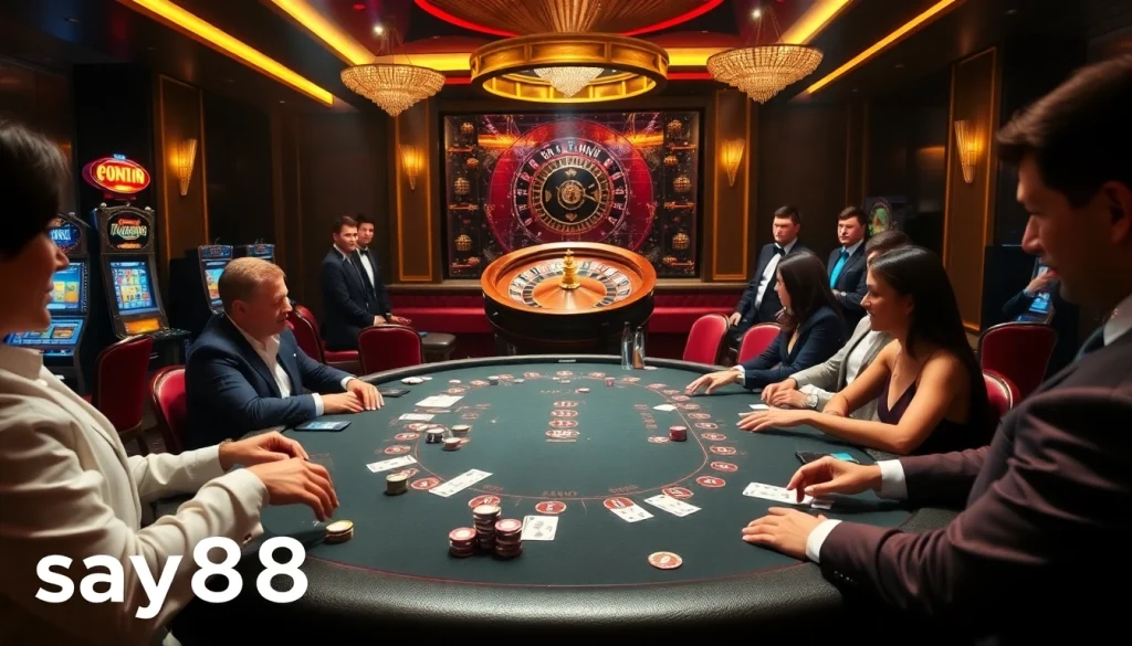 Exciting poker action at say88, featuring high-stakes gameplay and luxurious casino elements.