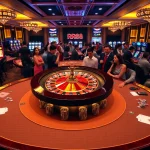 Experience high-stakes gaming at RR88 with vibrant tables and slot machines.