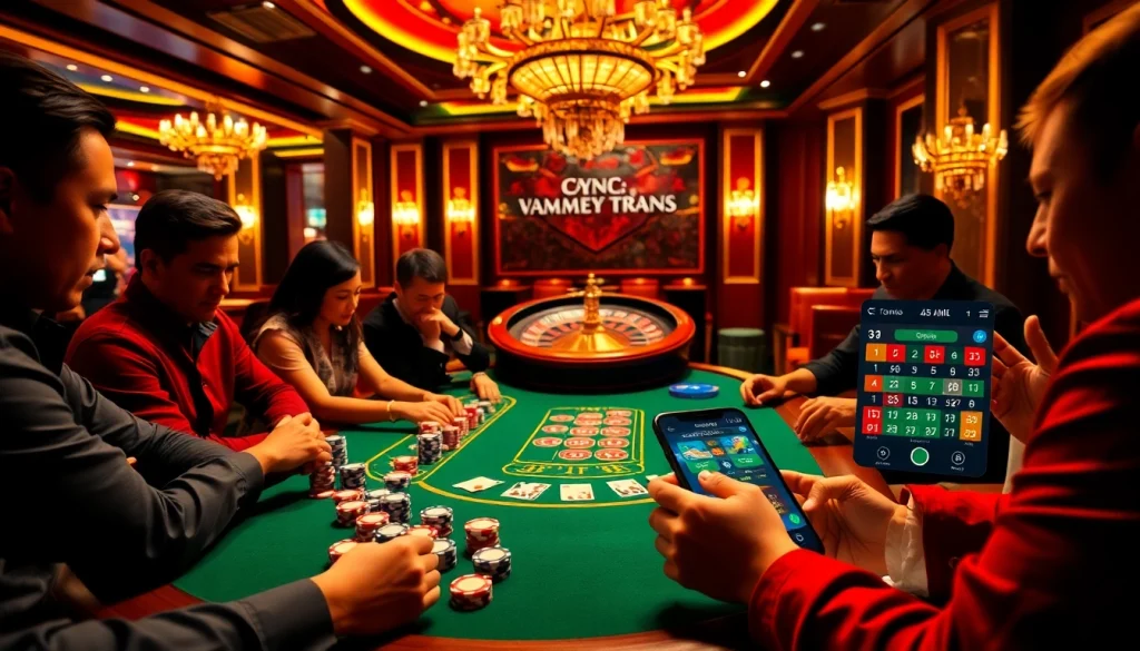 Players strategizing at a vibrant table, representing the dynamic experience of https://thabet77.org/ casino gaming.