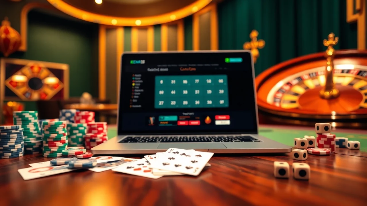 Engage in thrilling online gambling with https://kjc.coach/, featuring vibrant poker chips and interactive slots.