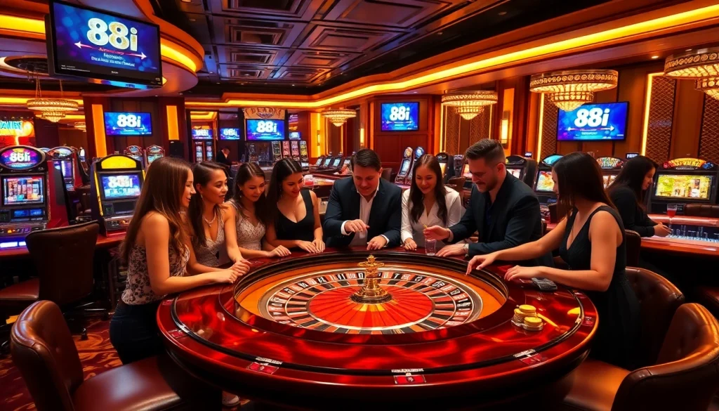 Experience the excitement of gambling at 88i with vibrant slot machines and roulette tables.
