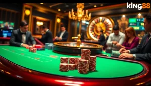 king88 players engaging at a vibrant casino table, showcasing luxury and excitement in gambling.
