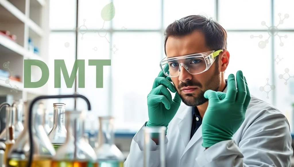 Discover how to get dmt in a clean laboratory setting with an ethnobotanist examining plant extracts.