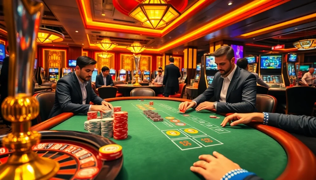 Experience luxury gaming at dom88.us.com with vibrant casino tables, poker chips, and online betting excitement.