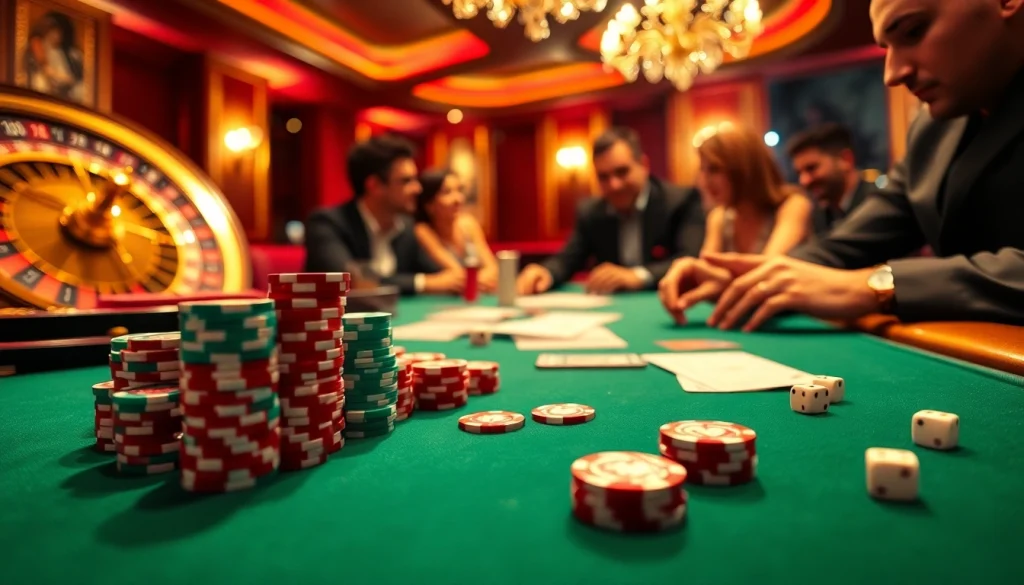 Experience the thrill of online gambling with https://tr88.baby/ as players engage at a luxurious poker table.