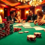 Experience the thrill of online gambling with https://tr88.baby/ as players engage at a luxurious poker table.