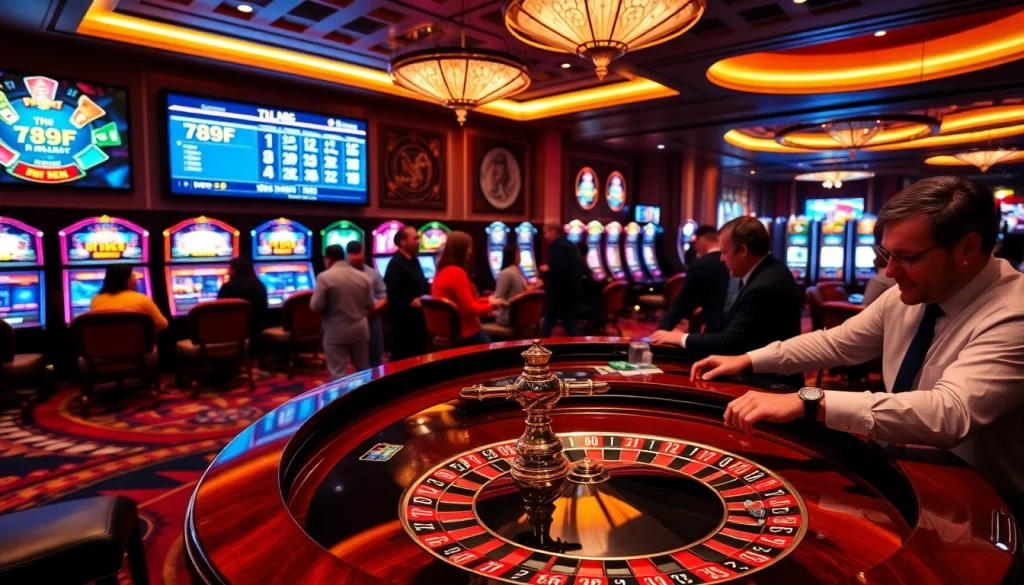 Players enjoying a thrilling game of roulette at the 789F casino.