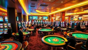 Players engaging with f168 ai technology at a luxury casino table, showcasing excitement and strategy.
