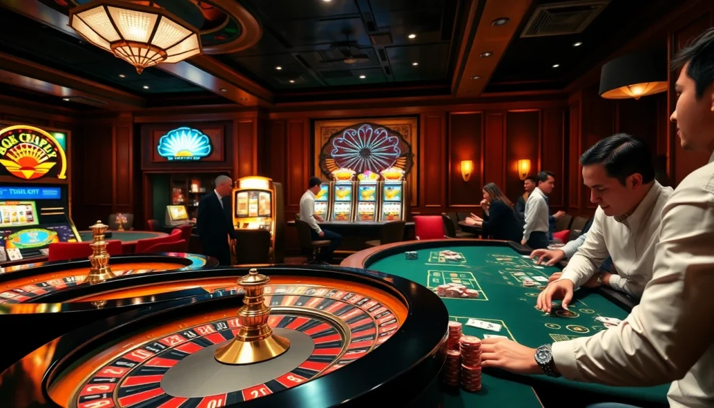 Experience the thrill of gambling at https://rikvip.talk/ with an exciting casino scene featuring roulette and poker.
