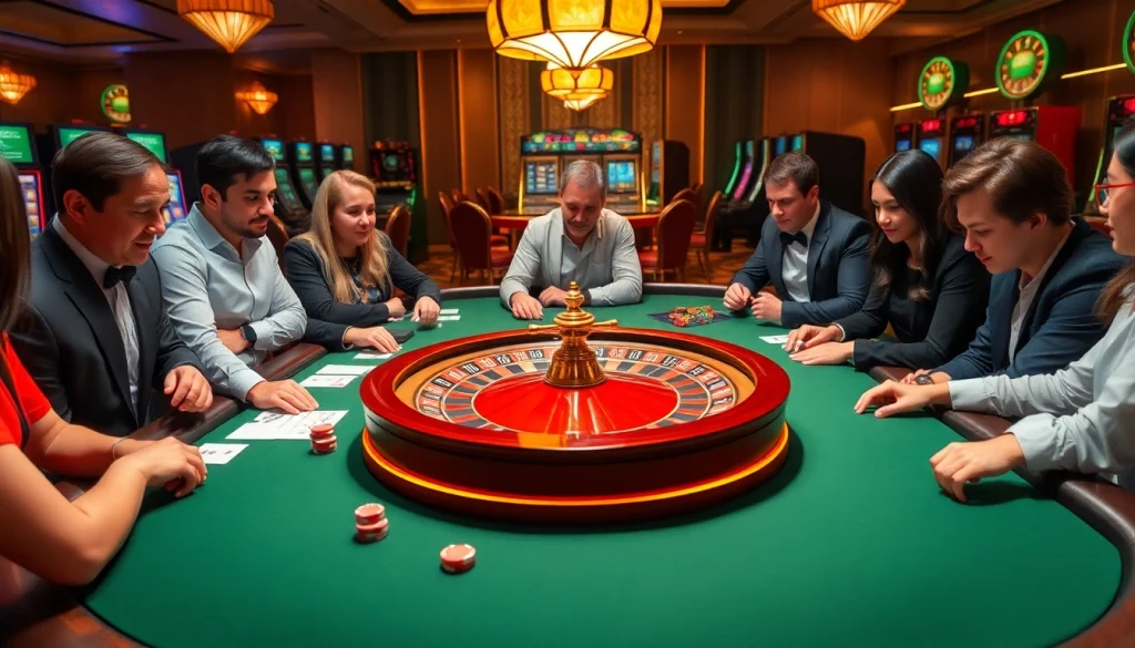 Experience a thrilling casino atmosphere with HM88 as players engage in exciting betting at the roulette table.