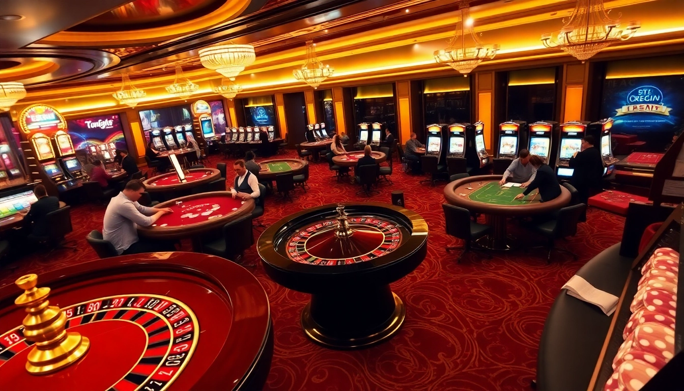 Players experiencing excitement at a 123win casino table, surrounded by poker chips and roulette wheels.
