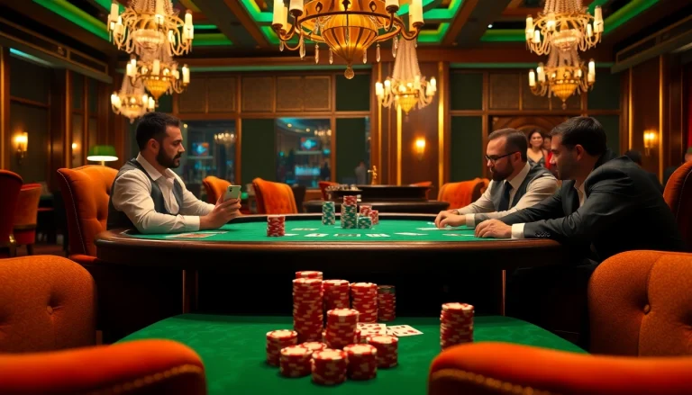 Experience high-stakes poker at its finest with https://kjcmh.com/ showcasing vibrant chips and winning cards.