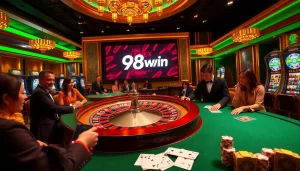 Engage with the thrilling atmosphere of link 98win casino featuring poker tables and roulette wheels.