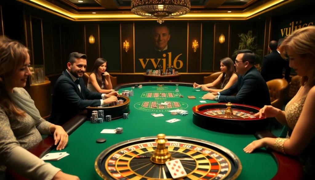 Experience thrilling gameplay at https://www.vvjl6.com/ with an elegant casino scene featuring gleaming poker chips and excitement.