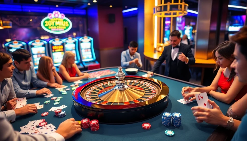 Experience the thrill of febet with vibrant casino visuals featuring players at a gaming table.
