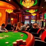 Gamblers enjoy link tài xỉu md5 at a vibrant casino table surrounded by excitement.