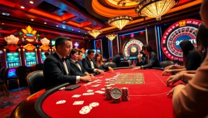 Experience the thrill of casino gaming at 99win with lively poker tables and vibrant slot machines.