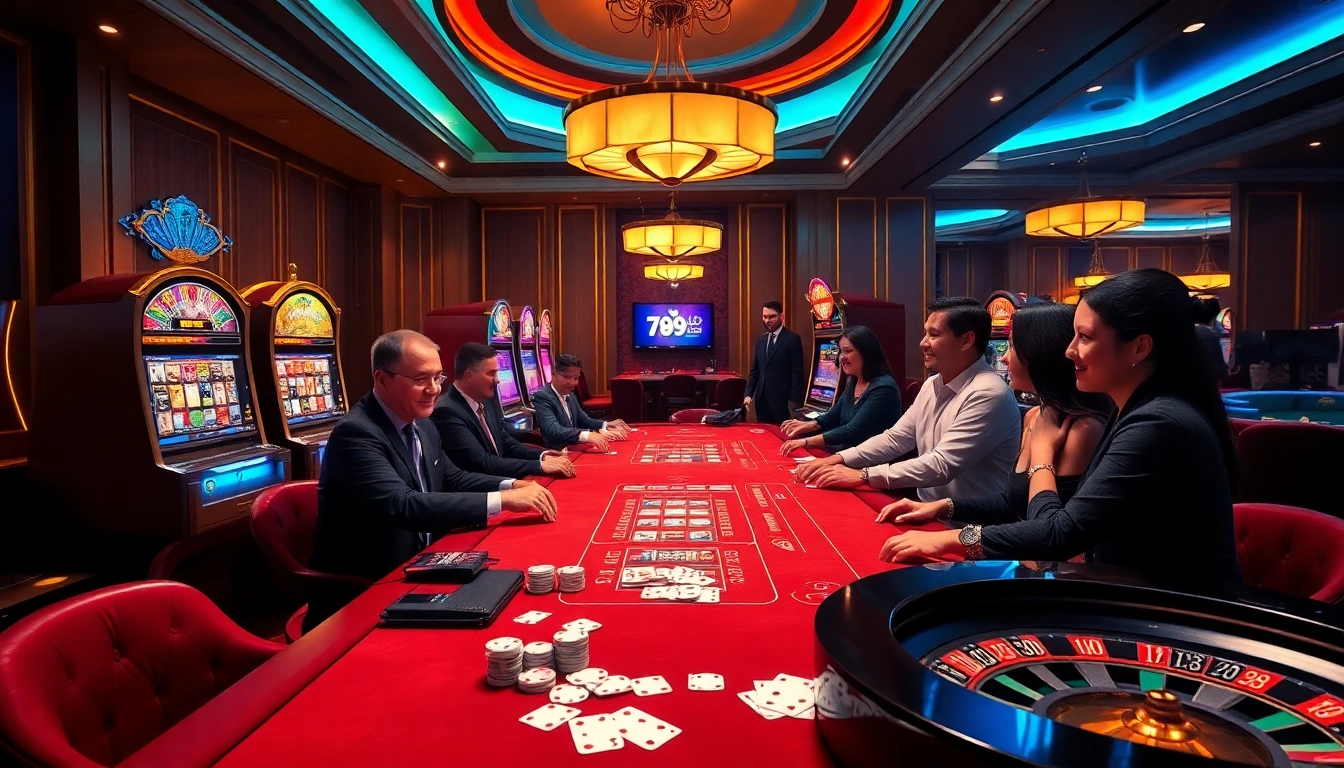 Players enjoying thrilling games at 789club casino with lively tables and vibrant slots.