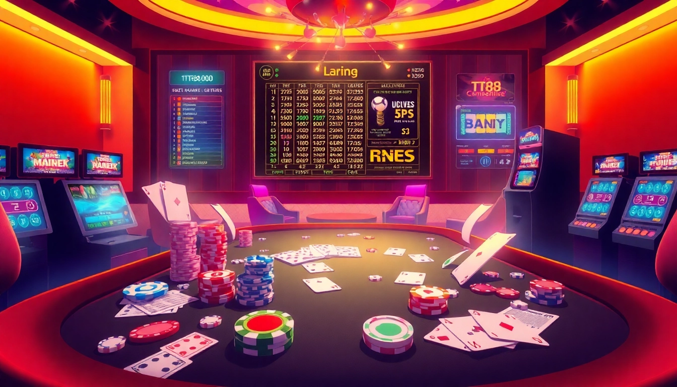 Gambling action at TT88 COM with vibrant casino elements and sports betting excitement.
