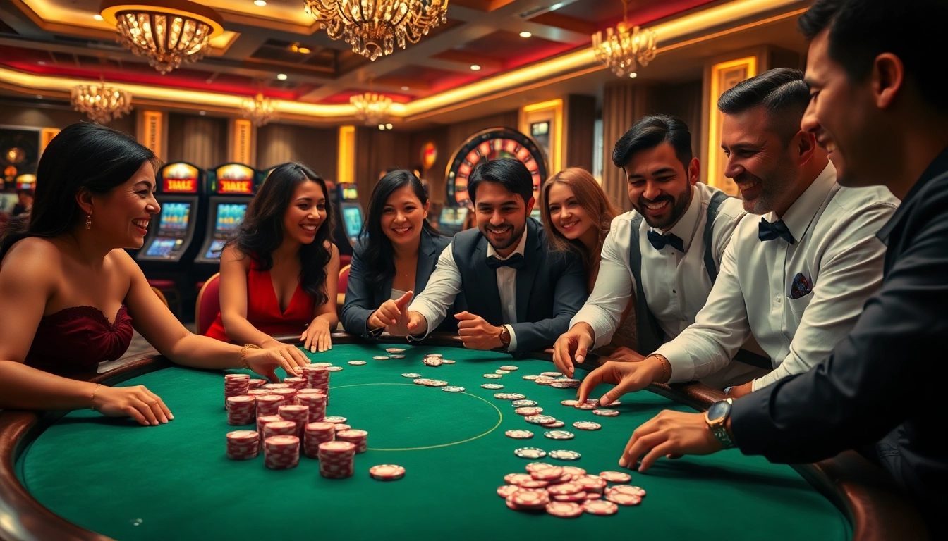 Engage in the exciting game ok8386 with vibrant casino tables and strategic players.