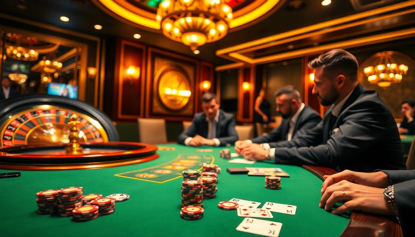 MM99 players strategizing at a luxury poker table with vibrant chips and cards.