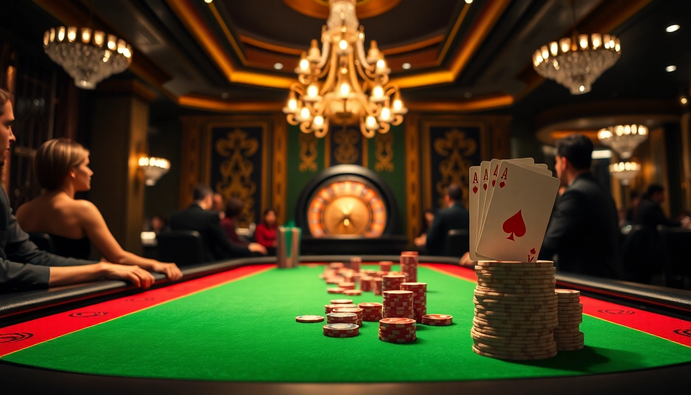 Action-packed poker game at sunwin with colorful chips and elegant decor.