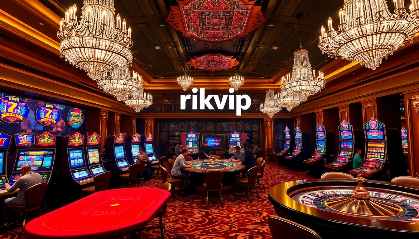 Experience the vibrant excitement of rikvip with players at elegantly designed casino tables.