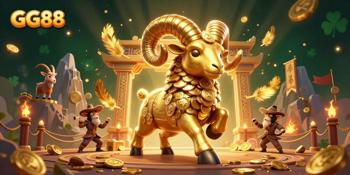 Experience thrilling gameplay with GG88 as golden ram charges through a vibrant casino scene full of action.