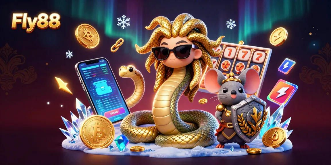 Experience the action at Fly88 with Medusa and a warrior mouse in a vibrant casino scene