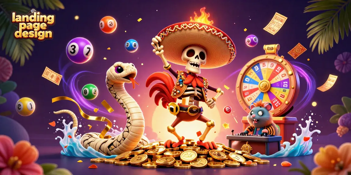 Engaging landing page design showcasing a casino theme with vibrant characters and elements.