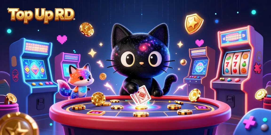 Proses Top Up RD dengan kucing lubang hitam 3D dan teman rubah nebula di kasino digital